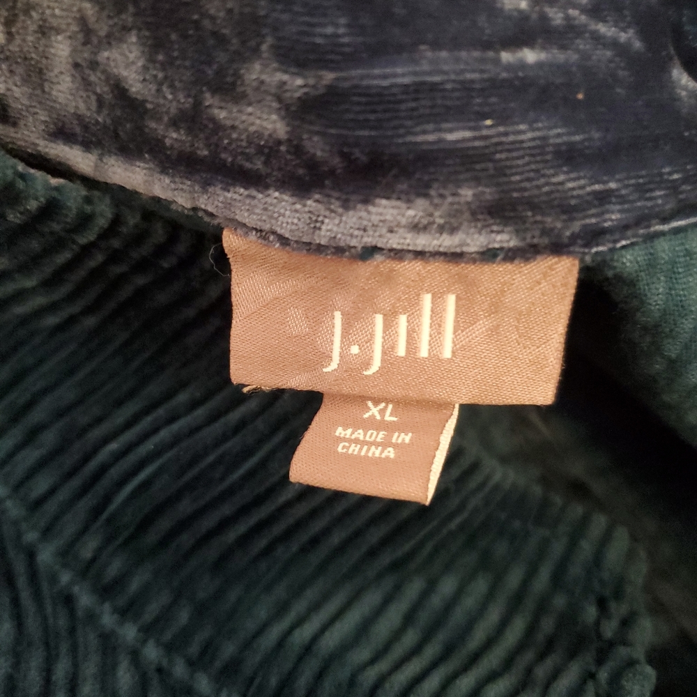 J Jill Corduroy Cotton Teal Long Jacket XL - Picture 7 of 9